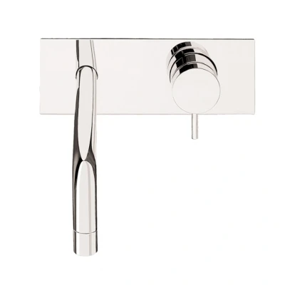 Afbeelding van Waterevolution Flow inbouw wastafelkraan met afdekplaat chroom uitloop 21cm T1161B01 21