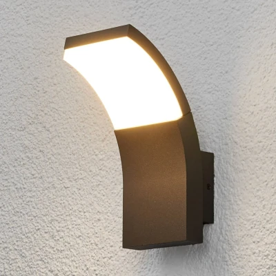 Afbeelding van Lucande LED wandlamp buiten 1licht aluminium, kunststof H: 19.8 cm grafietgrijs, wit Inclusief lichtbron