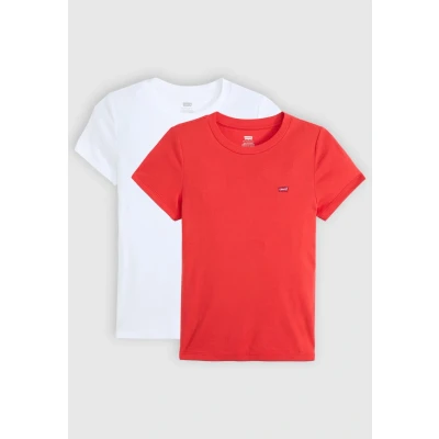 Afbeelding van Levi&#039;s Essential T shirt (2 stuks) Women&#039;s XL Veelkleurig / White + &amp; Poppy Red White+