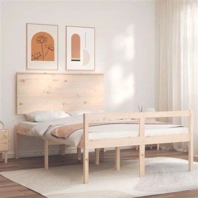 Afbeelding van Bedframe Met Hoofdbord Massief Hout Honingbruin 200X200 cm 140 x 200 / Naturel