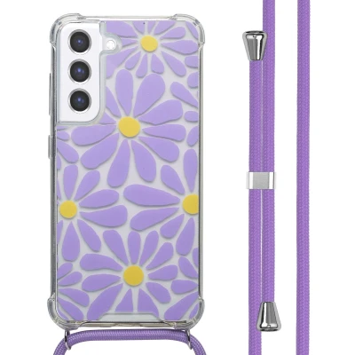 Afbeelding van imoshion Design hoesje met koord voor de Samsung Galaxy S21 FE Tropical Violet Flowers Connect