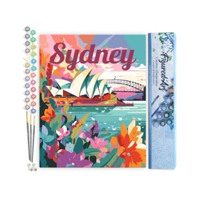 Afbeelding van Figured&#039;Art Schilderen op Nummer Volwassenen canvas Reisposter Sydney Handwerk acrylverf Kit DIY Compleet 40x50cm zonder frame