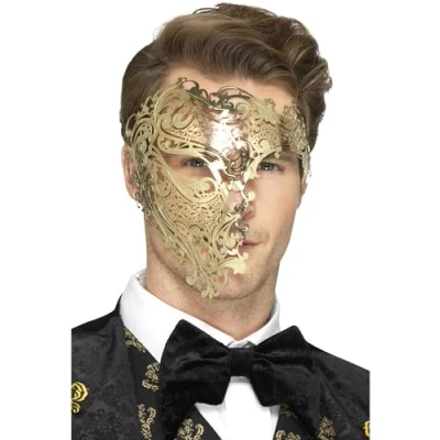 Afbeelding van Goudkleurig half masker voor volwassenen Verkleedmasker