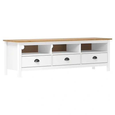 Afbeelding van Tv meubel Hill Range 158x40x47 cm massief grenenhout wit