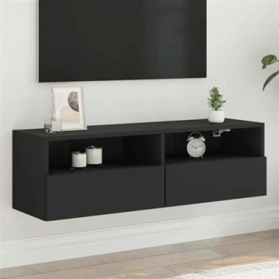 Afbeelding van vidaXL TV wandmeubel zwart 100 x 30 cm bewerkt hout