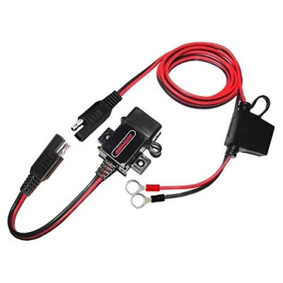 Afbeelding van MOTOPOWER 3.1Amp Motorfiets USB oplaadadadapter SAE naar met ringaansluitkabel voor het onderweg opladen van een mobiele telefoon, GPS of sportcamera