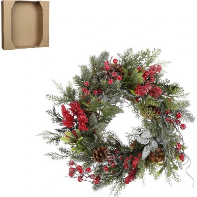 Afbeelding van House of Seasons Randell Kerstkrans Ø40 cm Rood