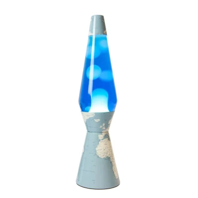 Image de Lampe à lave Fisura poser Bleu base carte du monde