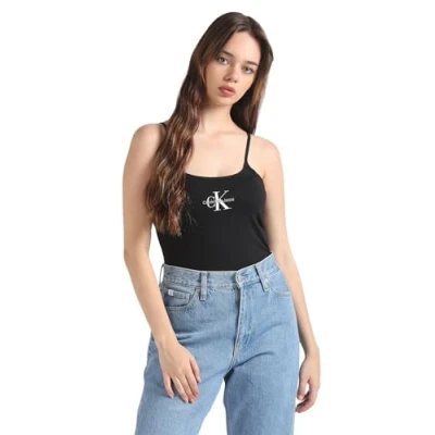 Image de Calvin Klein Jeans Hauts en Tricot à Manches Courtes Femme, Noir (Ck Black), XS