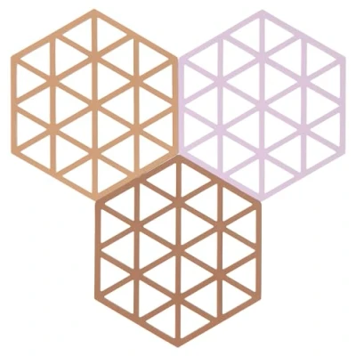 Afbeelding van Zone Denmark Triangles Onderzetter 16 x 14 0,9 cm 3 stuks Light Terracotta/Lupine/Almond