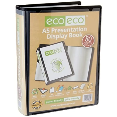 Afbeelding van eco A5 50% gerecycled, 80 vakken, kleur zwart, presentatie van het boek, eco064