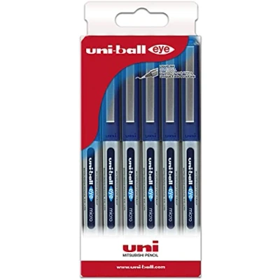 Afbeelding van Uni ball Set van 6 rollerball vloeibare inkt UB 150 blauw