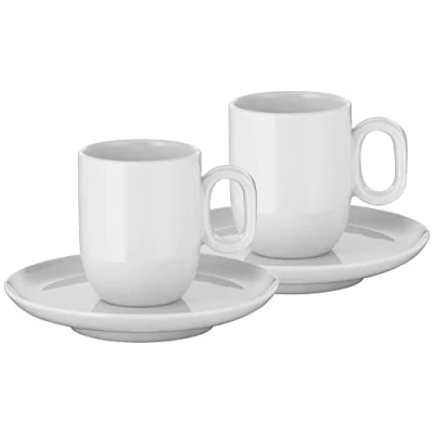 Afbeelding van WMF Barista Set van 4 koffiekopjes 60 ml met schoteltjes voor espresso, porselein, espressokopjes, koffiekopjes, vaatwasmachinebestendig