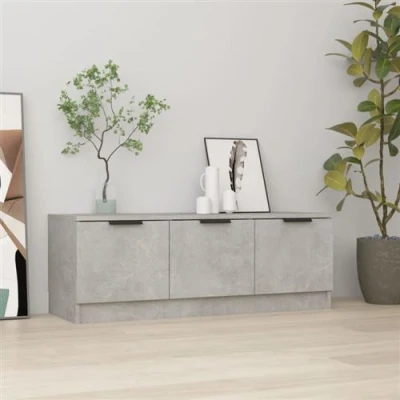 Image de vidaXL Meuble TV Gris béton 102x35x36,5 cm Bois d&#039;ingénierie811362