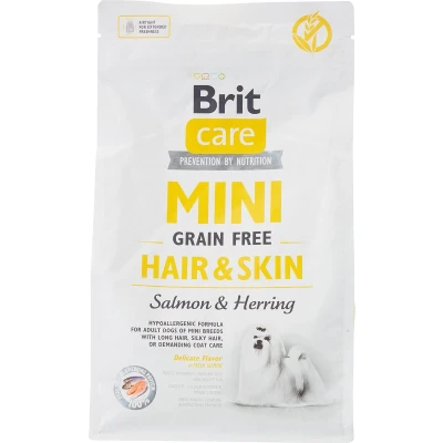 Afbeelding van Voer Brit Mini Hair&amp;Skin Volwassen Zalm Vis 2 Kg
