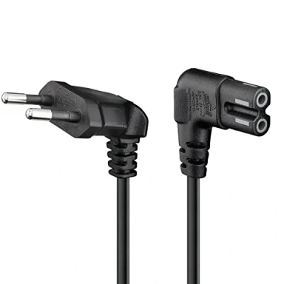 Afbeelding van Goobay Stroomkabel met C7 / 8 vormige plug haaks zwart 0,50 meter