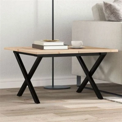Afbeelding van vidaXL Salontafel X frame 60x60x40 cm massief grenenhout en gietijzer