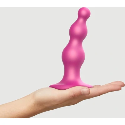 Afbeelding van Strap On Me Dildo Plug Beads Metallic Raspberry Pink S