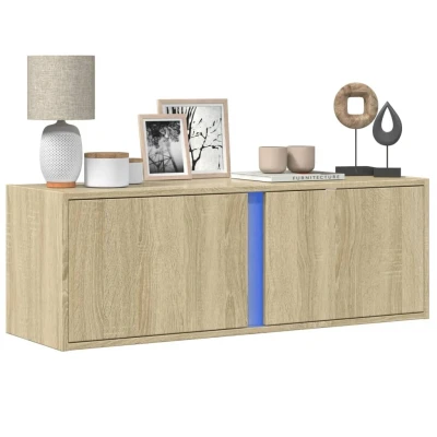 Afbeelding van Tv wandmeubel met LED verlichting 100x31x35 cm sonoma eiken