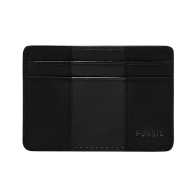 Afbeelding van Fossil Everett lederen kaarthouder voor heren 10,2 cm L x 0,7 7,0 H, zwart, 10,16 0,64 B 6,99 zwart.
