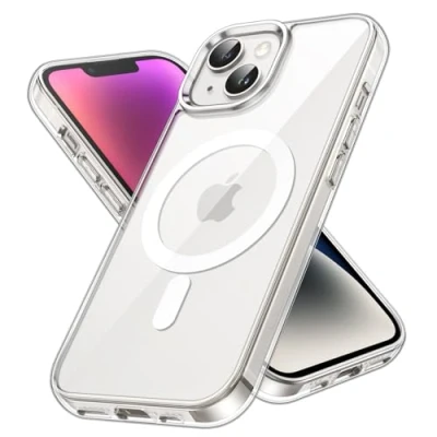 Afbeelding van JETech MagSafe, magnetische beschermhoes voor iPhone 14 6,1 Pro Max, 6,7 inch, compatibel met draadloos opladen, beschermhoes, stootvast, transparante achterkant, krasbestendig (transparant)