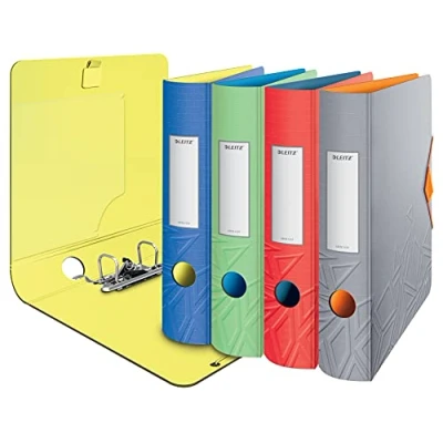 Afbeelding van Leitz 5 stuks 180 Active kwaliteitsmappen, A4, afgeronde rug, 6,5 cm breed, elastische sluiting, lichtgewicht polyfoam, kunststof, serie Urban Chic, verschillende kleuren