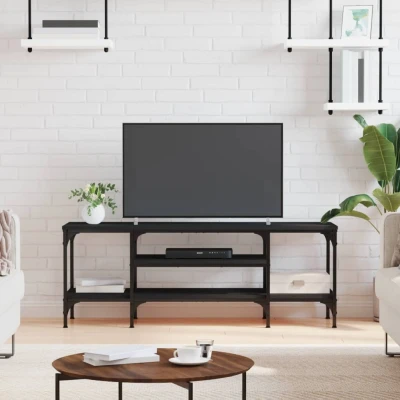 Afbeelding van Tv meubel 121x35x45 cm bewerkt hout en ijzer zwart
