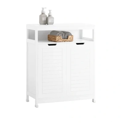 Afbeelding van SoBuy Badkamermeubel, toiletkast, commode, kast, opbergkast met 2 deuren, verstelbare planken, 70 x 35 90 cm, BZR121 W