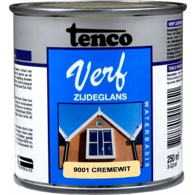 Afbeelding van TencoVerf Waterbasis Dekkend Zijdeglans Cremewit RAL 9001 0,25L