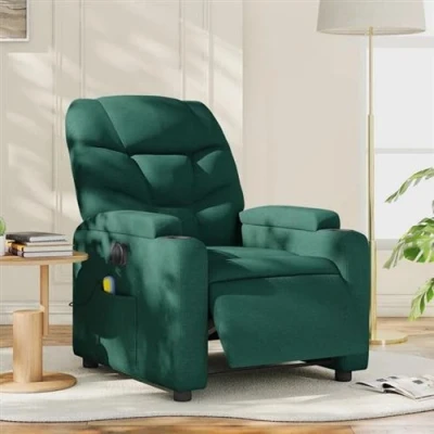 Afbeelding van VidaXL, Massagestoelen, Massagestoel elektrische donkergroene stof