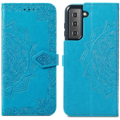 Afbeelding van iMoshion Hoesje Geschikt voor Samsung Galaxy S21 Met Pasjeshouder Mandala Bookcase Turquoise