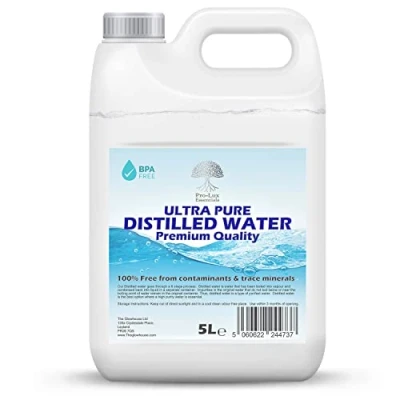 Afbeelding van Hoogwaardig 100% zuiver gedestilleerd water ideaal voor CPap, strijkijzers, luchtbevochtigers, reiniging, motoren en meer Made in UK (5 liter)