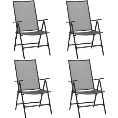 Afbeelding van Klapstoelen mesh 4 st staal antraciet