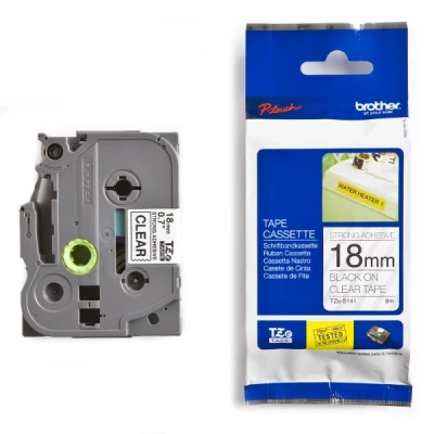 Image de Brother TZe S141 Adhésif extra fort noir sur transparent rouleau (18 cm x 8 m) 1 cassette(s) ruban laminé pour PT D600; P Touch D410 D450 D460 D610 D800 E550 P900 P950