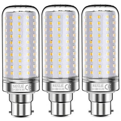 Afbeelding van Sauglae Ledlampen, 26 W, komt overeen met 200 gloeilamp, 3000 lm, K, warm wit, lampen B22 bajonet, 3 stuks