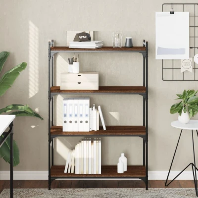 Afbeelding van Boekenkast 4 laags 80x30x120 cm bewerkt hout bruineikenkleurig