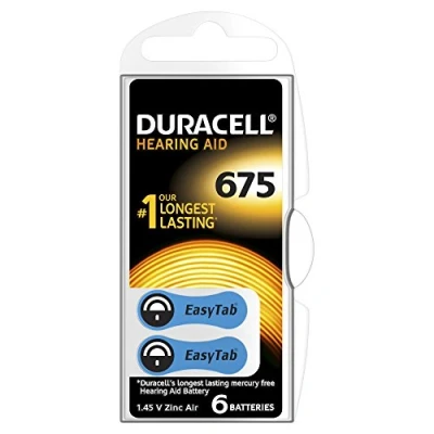 Afbeelding van Duracell 6 stuks knoopcellen voor gehoorapparaten (PR44/DA675, V675)