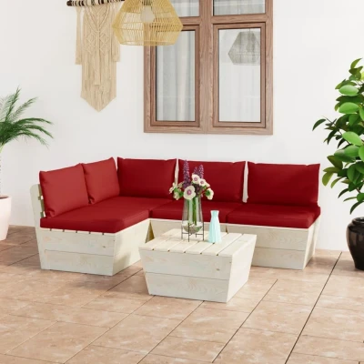 Afbeelding van 5 delige Loungeset met kussens pallet vurenhout