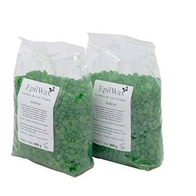 Afbeelding van EPILWAX S.A.S Afpelbare waxparels met azuleen zak van 1 kg, warme was, herbruikbaar
