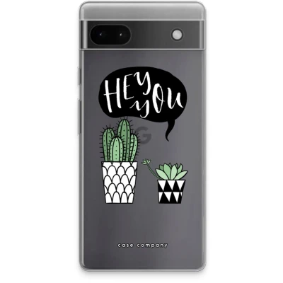 Afbeelding van Case Company® hoesje geschikt voor Google Pixel 6a Hey you cactus Soft Cover Telefoonhoesje Bescherming aan alle Kanten en Schermrand