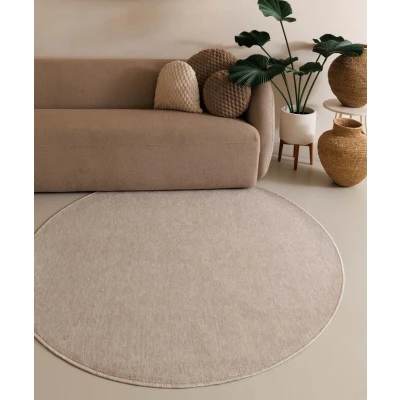 Afbeelding van Rond Vloerkleed Lush Crème 120 Cm