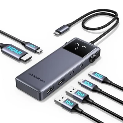 Image de UGREEN Uno 10Gbps Hub USB C HDMI 4K 60Hz PD 100W Charge 4 Data Ports 2A2C 6 en 1 Docking Station Compatible avec iPhone 16 15 Série MacBook iPad Pro Air Mac Mini M4 2024 Surface Galaxy S25 Ultra