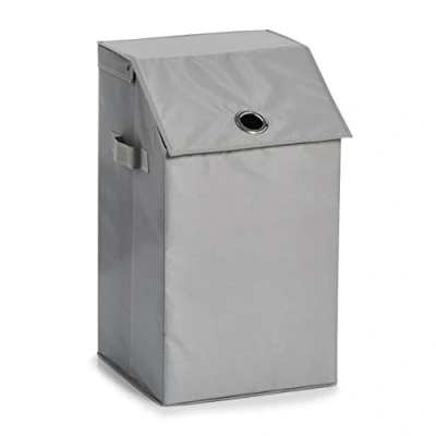 Afbeelding van Polyester wasmand grijs met deksel 34 x 60 cm Wasgoedmanden/wasmanden