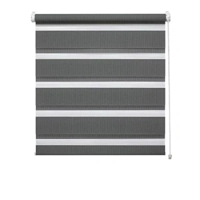 Afbeelding van Gardinia Dubbel rolgordijn met klembevestiging, zijbediening, zonder boren, transparante en ondoorzichtige strips, montageset incl. polyester, antraciet, 50 x 150 cm
