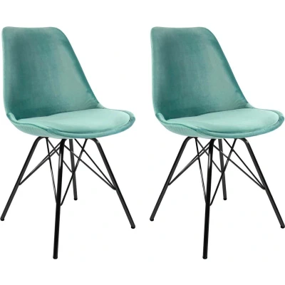 Afbeelding van Kick kuipstoel Velvet mintgroen zwart frame set van 2
