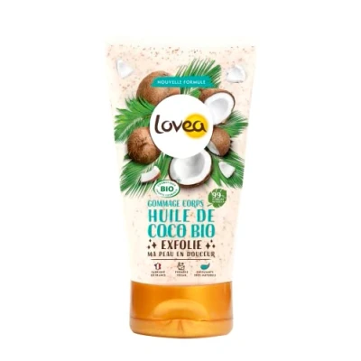 Image de LOVEA Gommage Corps Huile De Coco BIO Exfolie, Lisse &amp; Adoucit Grains Doux Naturels 99% D&#039;Origine Naturelle Vegan Certifié Fabriqué En France 150 ml