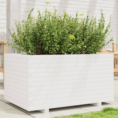 Afbeelding van Plantenbak 90x60x49,5 cm massief grenenhout wit