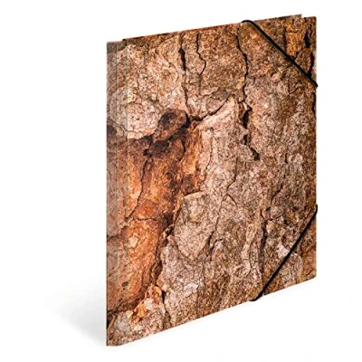 Afbeelding van HERMA 19776 Ordner DIN A4 Nature Wood, stevig karton, met touch afwerking, complete en elastische binnendruk, documententas voor kinderen, jongens meisjes