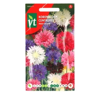 Afbeelding van Korenbloem Gemengd, mengsel van blauwe, roze, rode en witte bloemen