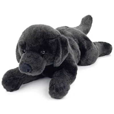 Afbeelding van Uni Toys Labrador zwart, liggend 40 cm (lengte) pluche hond, huisdier knuffeldier